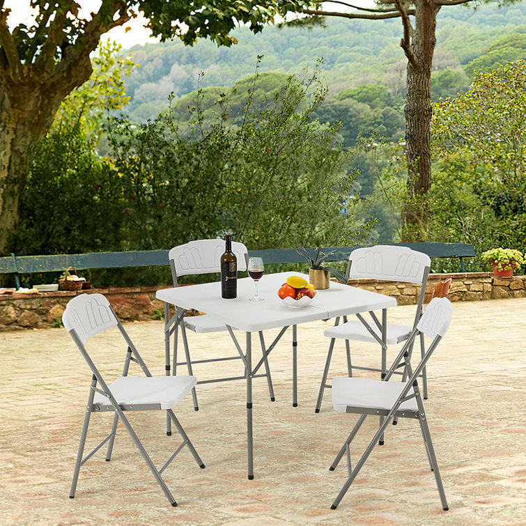 Latitude Run Plastic Folding Table Set With 4 Folding Chairs 4